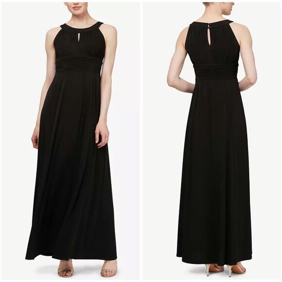 NWT SLNY Black Sleeveless Pleated Maxi Dress $109 - Picture 1 of 13
